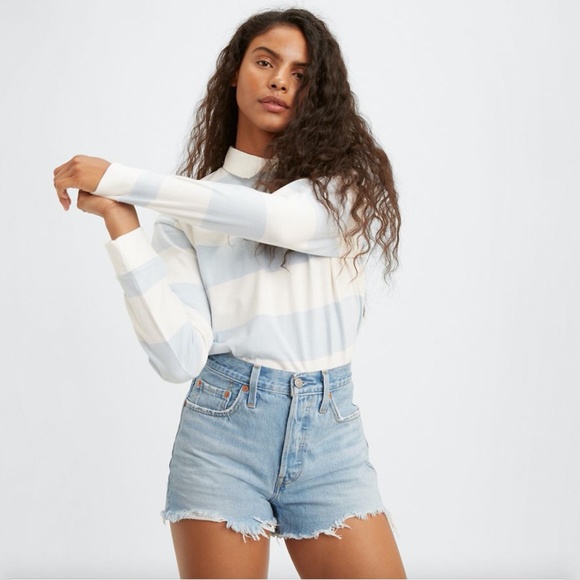 NWT Levi's® Premium 501® Original High Rise Light Wash Distressed Jean Shorts - Picture 1 of 6